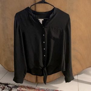 Black chicos blouse button up and bow at bottom